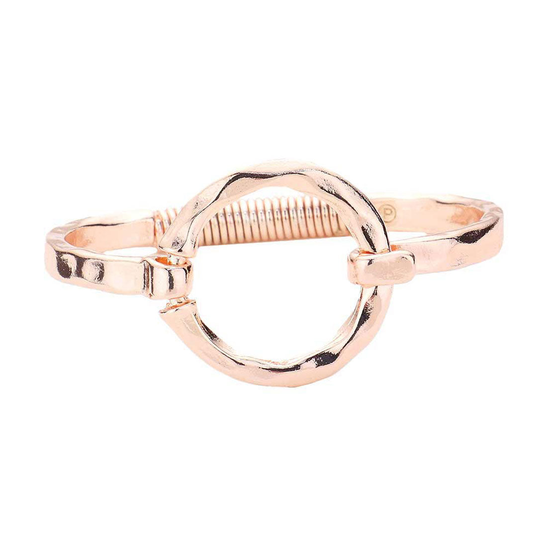 Hammered Open Metal Circle Hook Bracelet