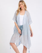 Colored Stitch Trip Tassel Kimono Poncho