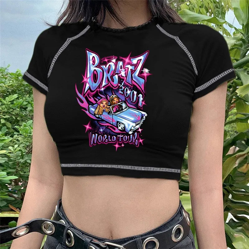 Women's Y2K Gothic Cartoon Print T-Shirt