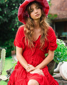 SRIKANDI MINI Ruffle Dress In Scarlet Red Large Dresses BrunnaCo
