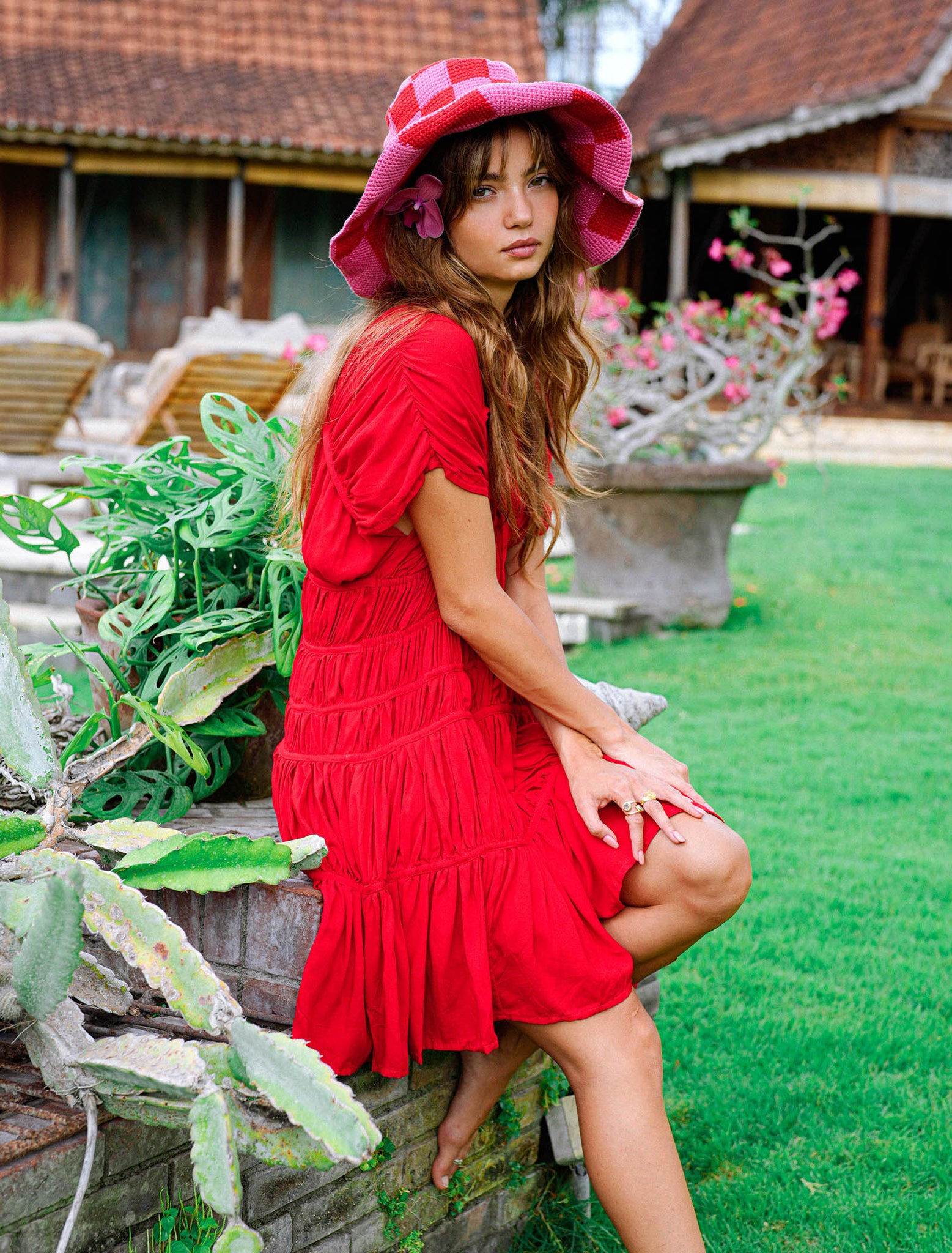 SRIKANDI MINI Ruffle Dress In Scarlet Red