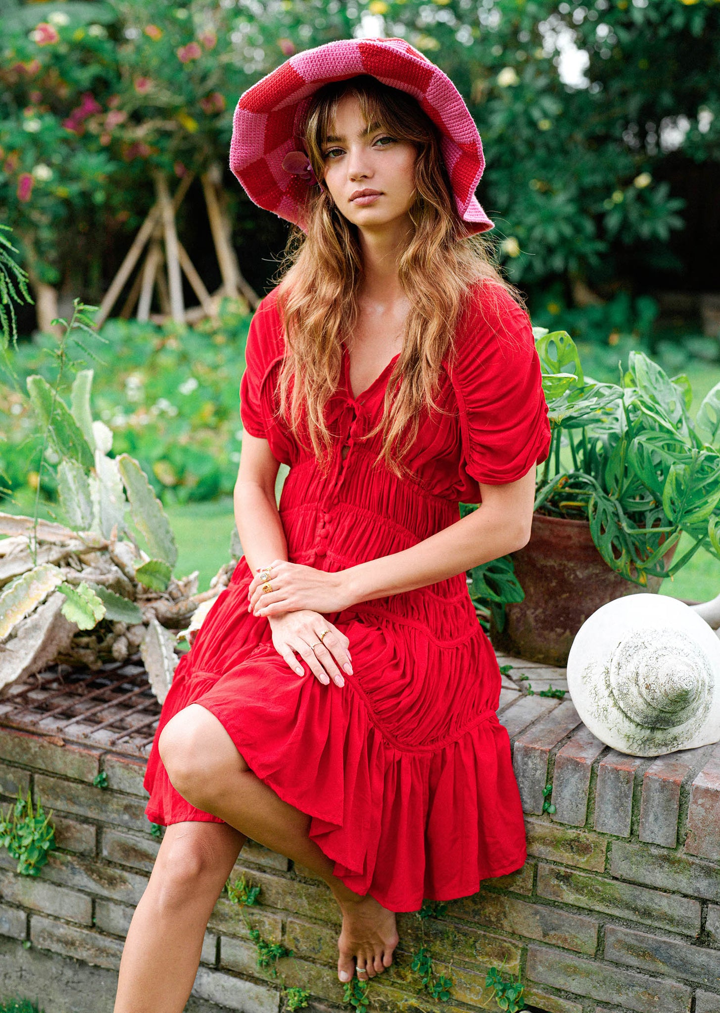 SRIKANDI MINI Ruffle Dress In Scarlet Red
