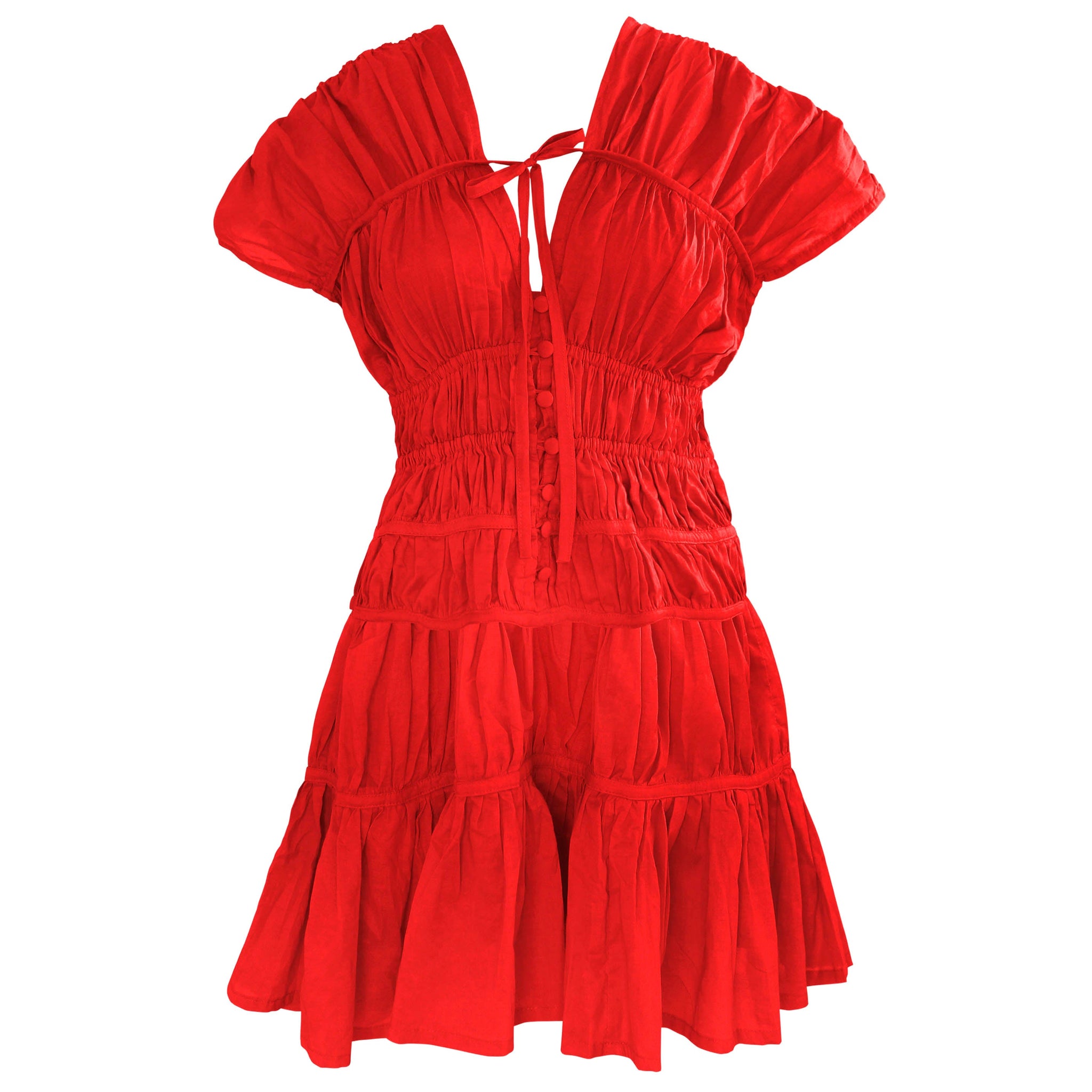 SRIKANDI MINI Ruffle Dress In Scarlet Red Dresses BrunnaCo