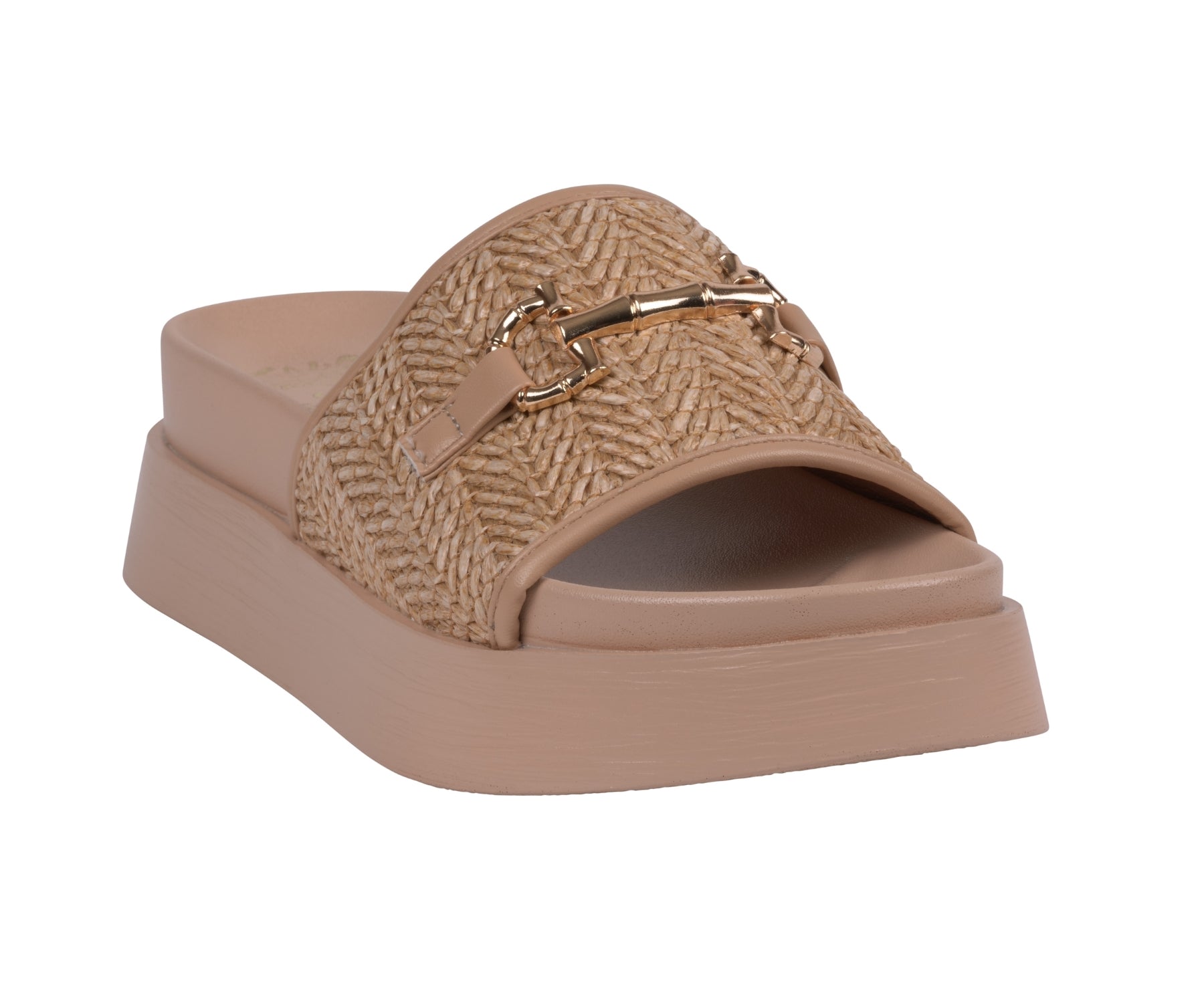 Women's Sari Natural Woven Slide Platform Sandals Platform Sandals GC Shoes
