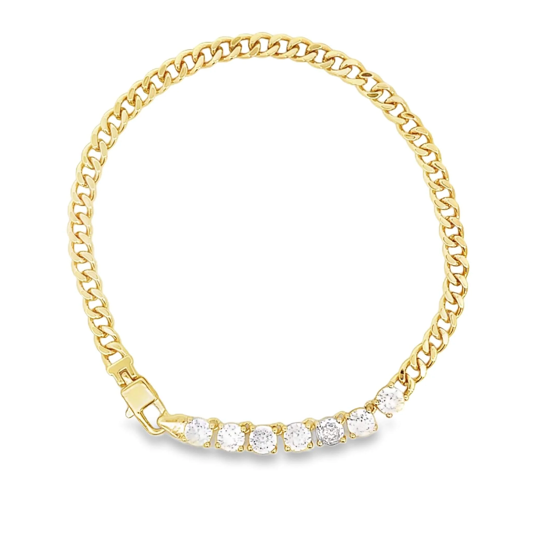 Kalami Bracelet Stack Thin Cuban Link Tennis Gold Bracelet Views & Co