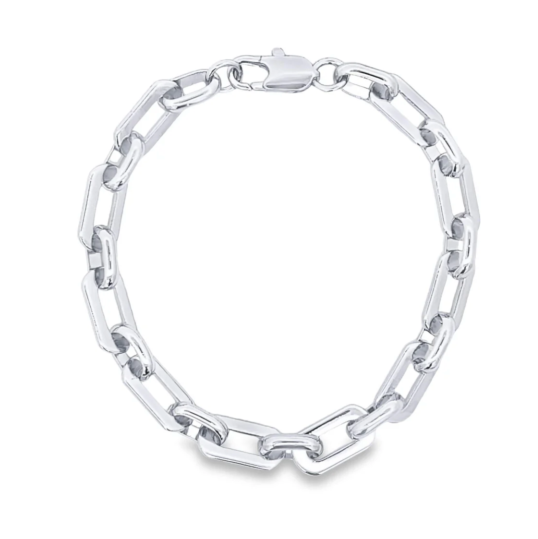Kalami Bracelet Stack Paperclip Cable Link Rhodium Bracelet Views & Co