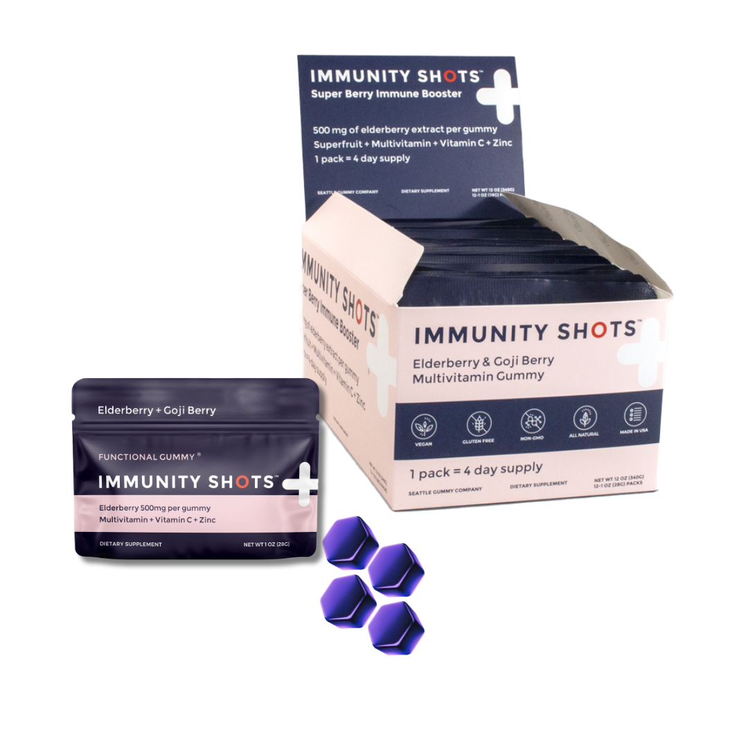 Immunity Shots - Elder Berry + Goji Berry Gummy Vitamins | 12-Pack Beauty & Health - Health Care - Health Food Seattle Gummy Company