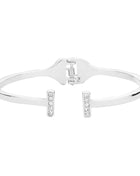 Rhinestone Embellished Metal Rectangle Cuff Bracelet