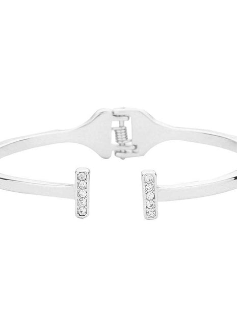 Rhinestone Embellished Metal Rectangle Cuff Bracelet