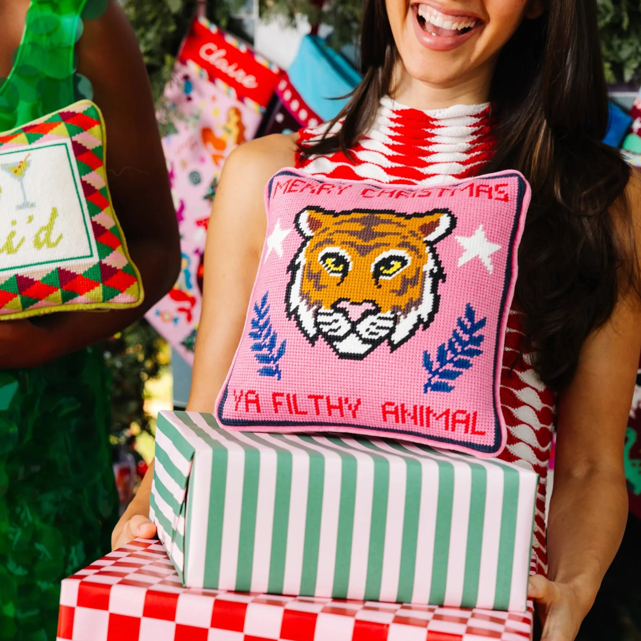 Filthy Animal Needlepoint Pillow