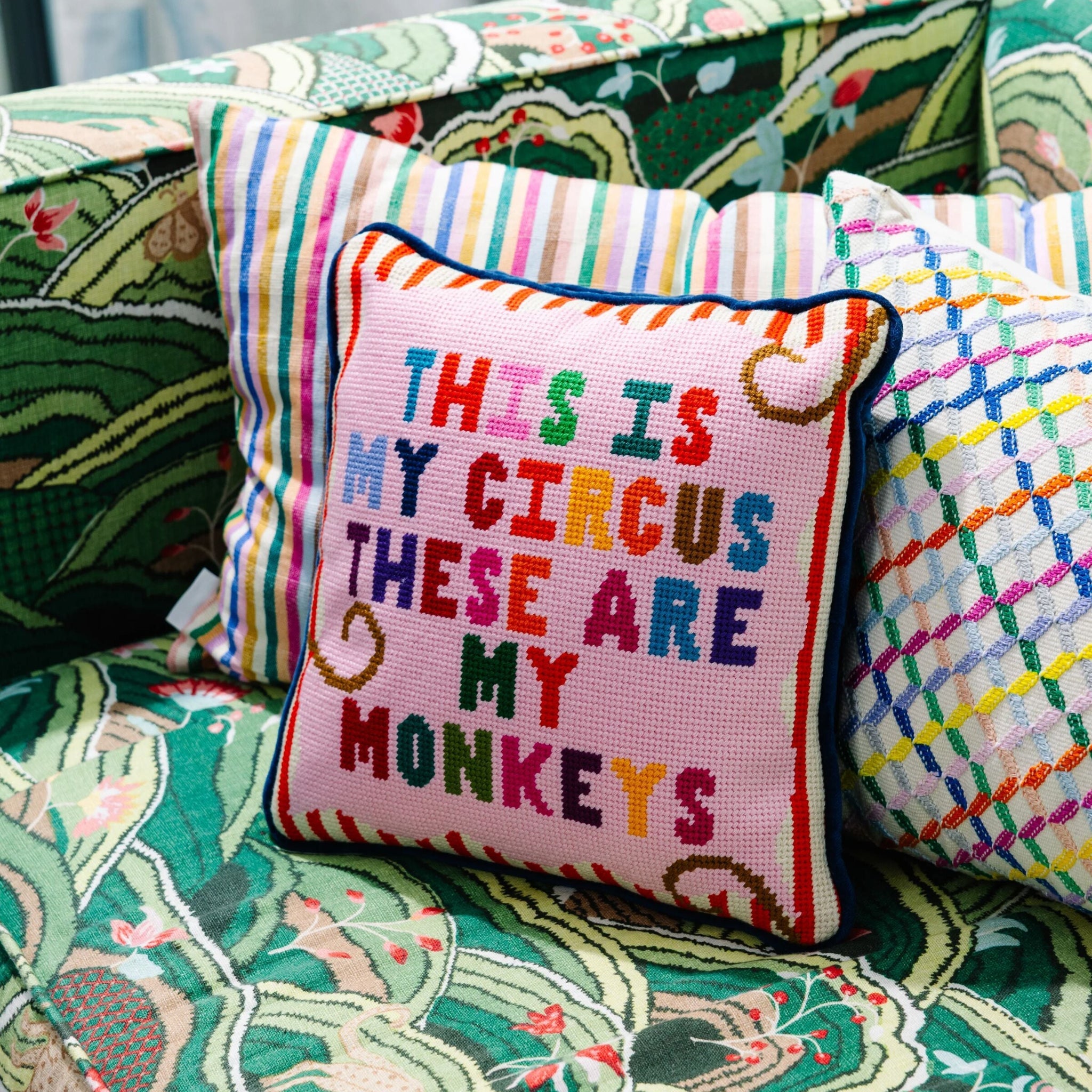 My Circus Needlepoint Pillow Needlepoint Furbish Studio