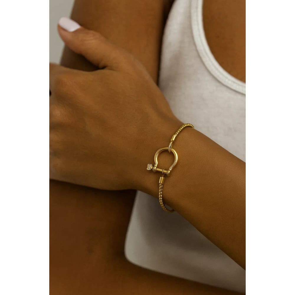 Lucky Lock Horseshoe Amulet Bracelet, Carabiner Clasp