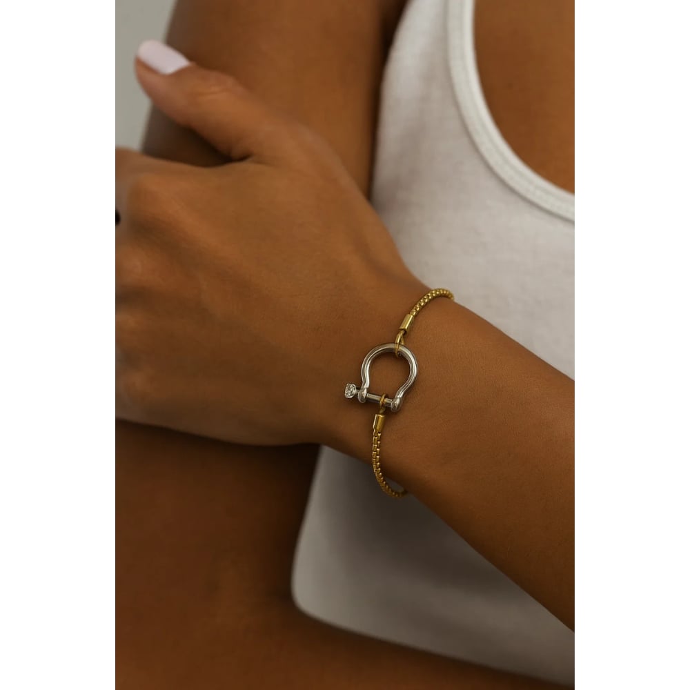Lucky Lock Horseshoe Amulet Bracelet, Carabiner Clasp