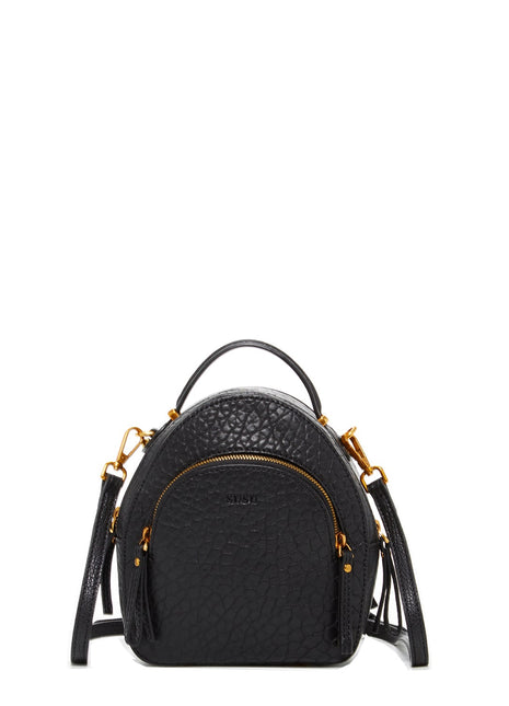 SUSU Small Black Leather Backpack Purse for Women Convertible Crossbody Bag