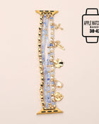 Bow Clover Heart Cross Charm Dangle Floral Ceramic Ball Pearl Beaded Multi Layered Apple Watch Band