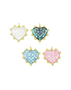 Abalone Mother of Pearl Spike Heart charm For Necklace Bracelet Jewelry Making Supply, Sku#WL24