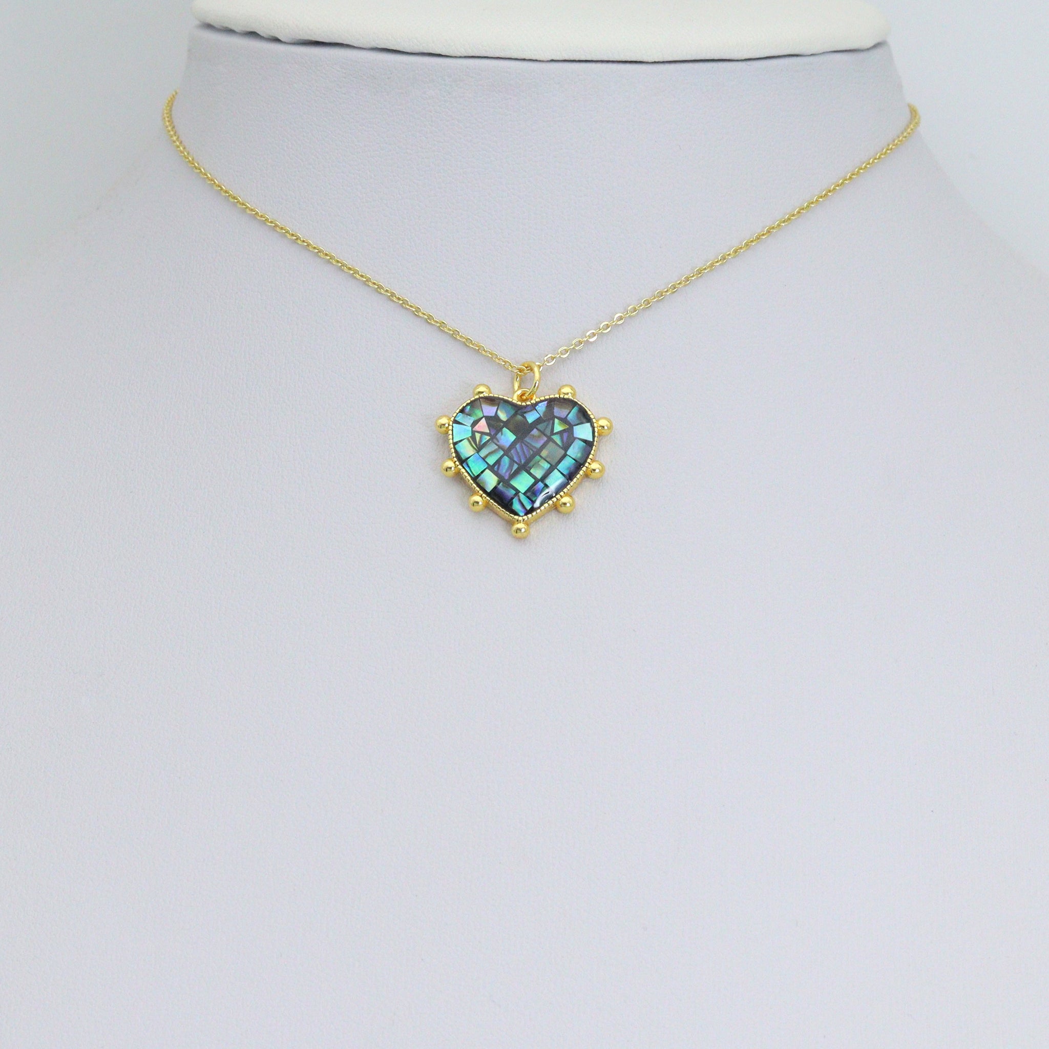 Abalone Mother of Pearl Spike Heart charm For Necklace Bracelet Jewelry Making Supply, Sku#WL24