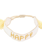 Happy Message Beaded Tassel Cinch Bracelet