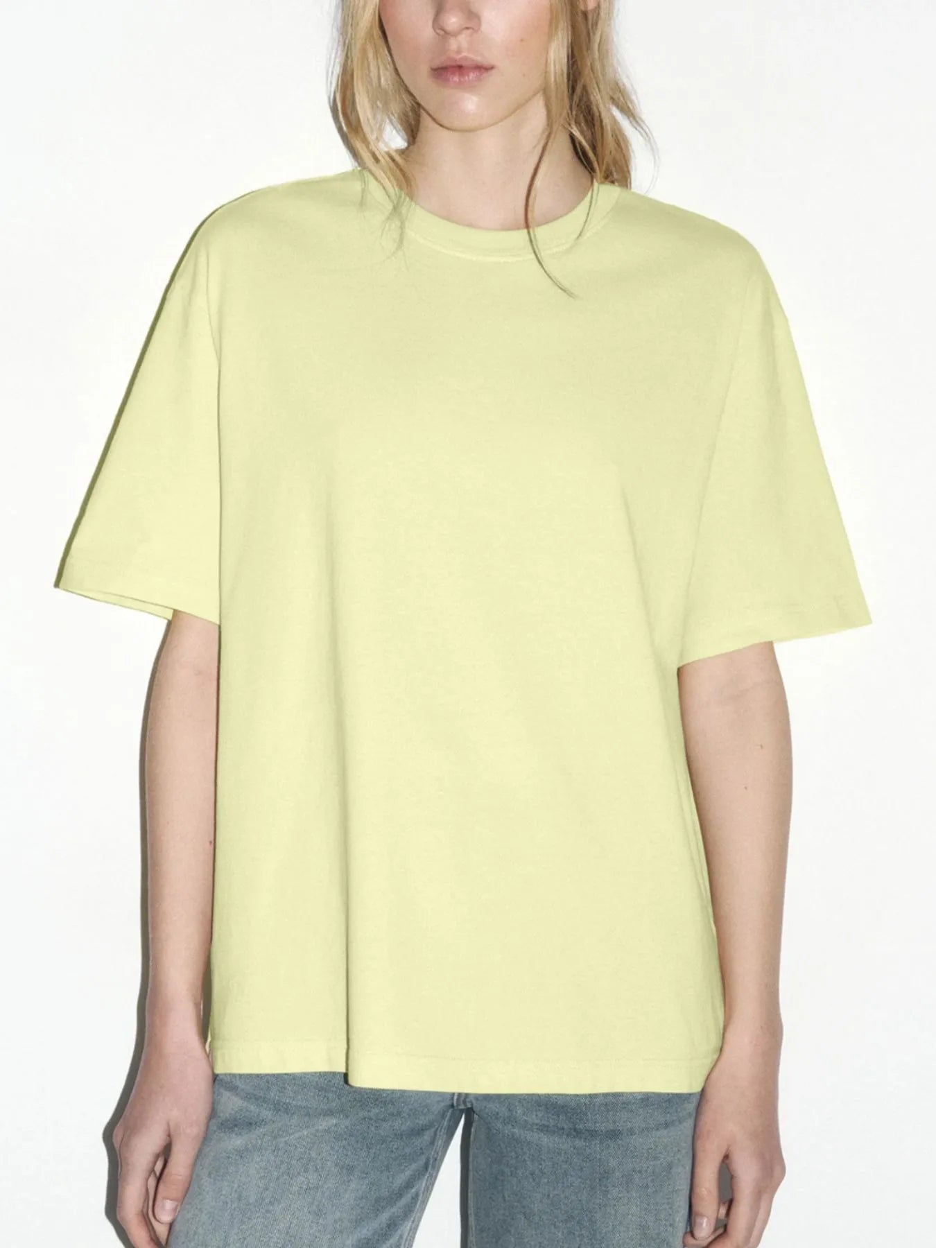 Oversized Drop Sleeve Tee Yellow Green Trendsi