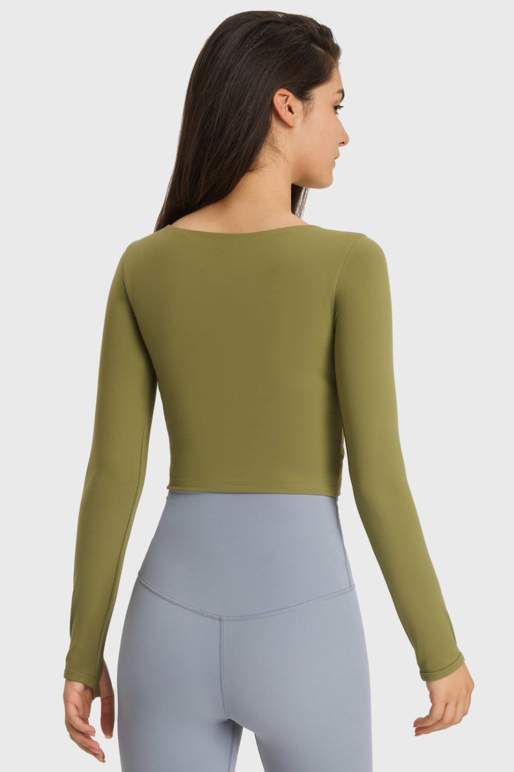 Millennia Cutout Long Sleeve Cropped Sports Top Trendsi