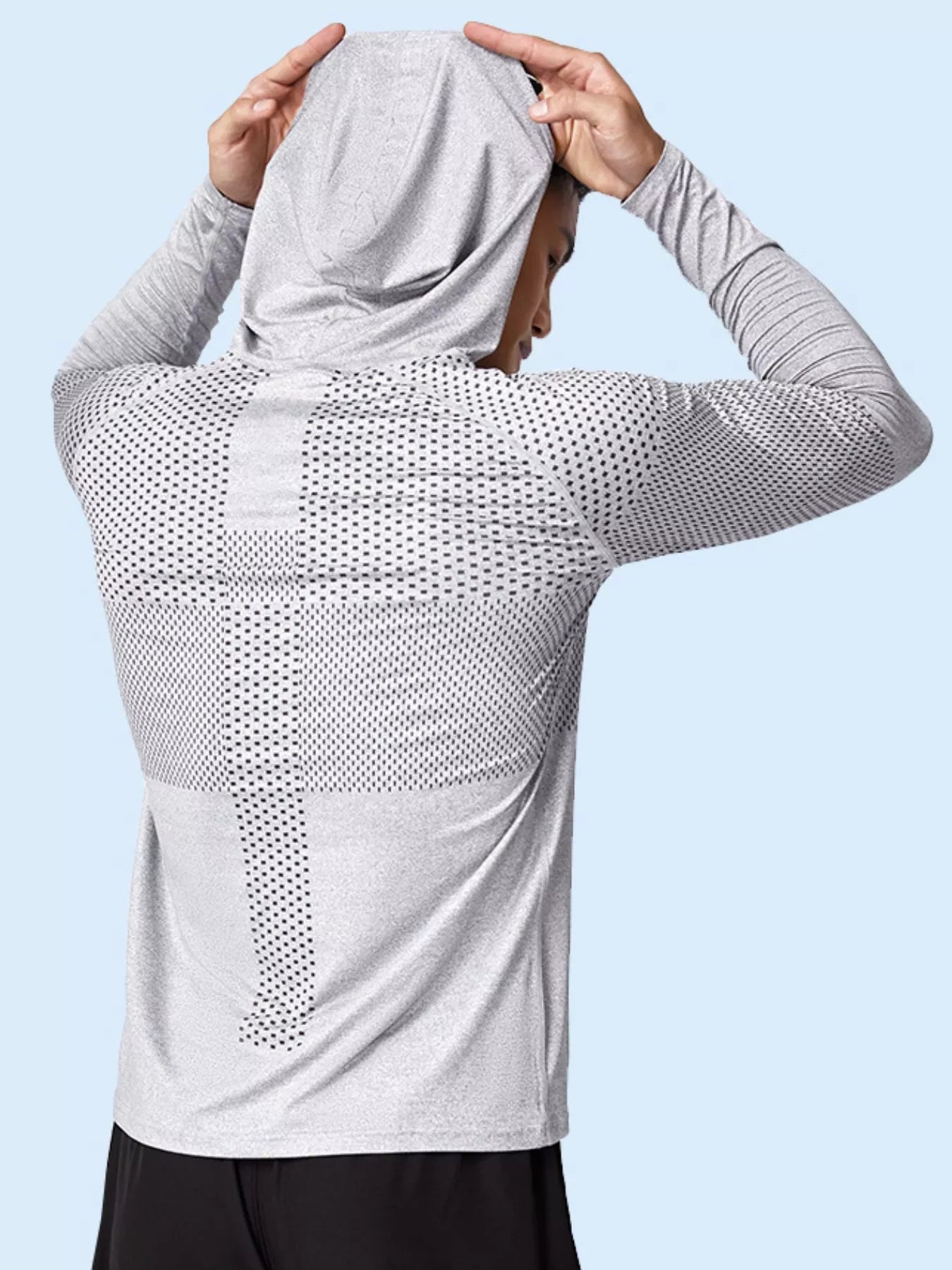 Men's Breathable Long Sleeve Hooded Active Shirt Fitness Trendsi