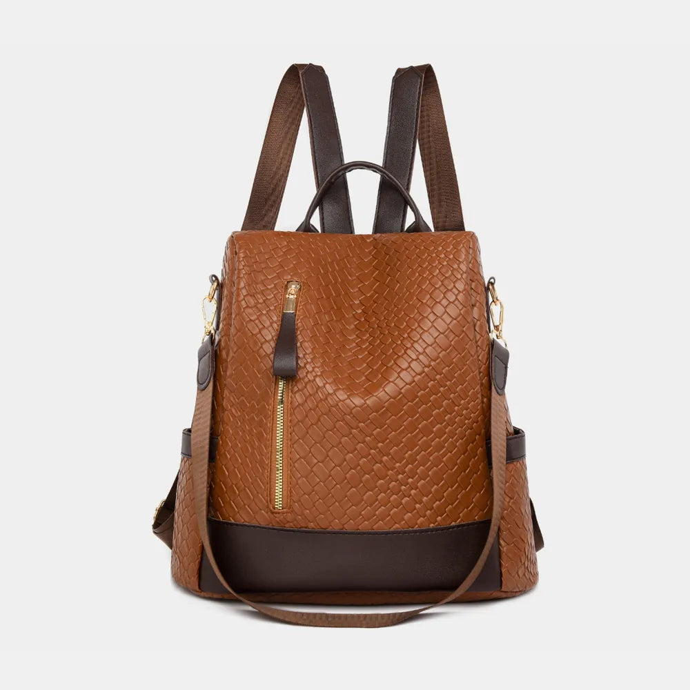 PU Leather Backpack Bag Brown One Size Bags Trendsi