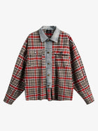 Men's Plaid Shirt with Denim Collar Detail