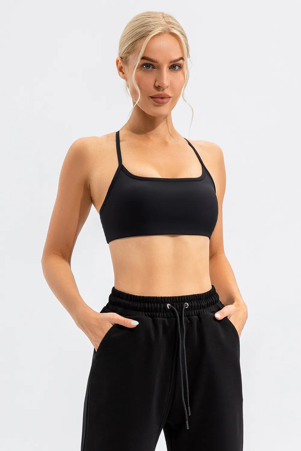 Crisscross Spaghetti Strappy Sports Bra (5 colors) Trendsi