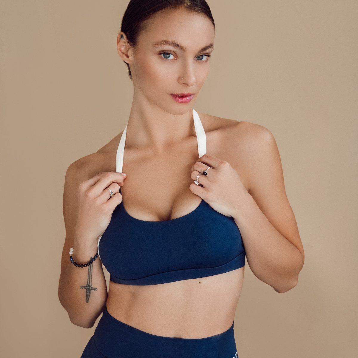 Alyssa Backless Active Halter Top Activewear Rockstar Peach