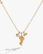 Aquarius Zodiac Charm Cluster Necklace