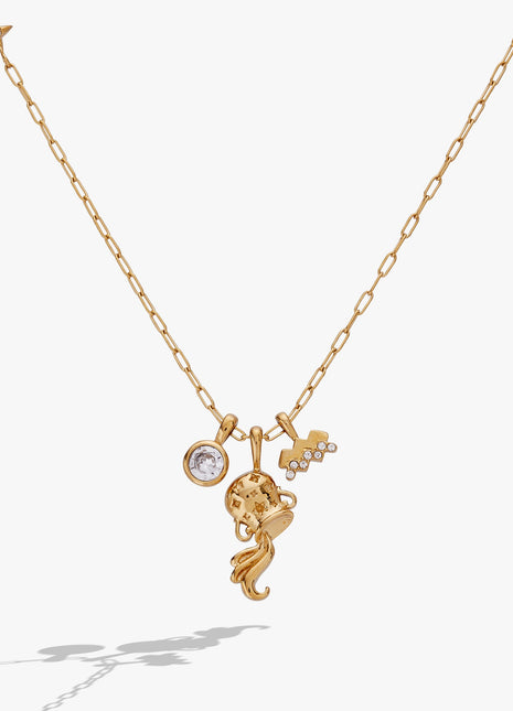 Aquarius Zodiac Charm Cluster Necklace