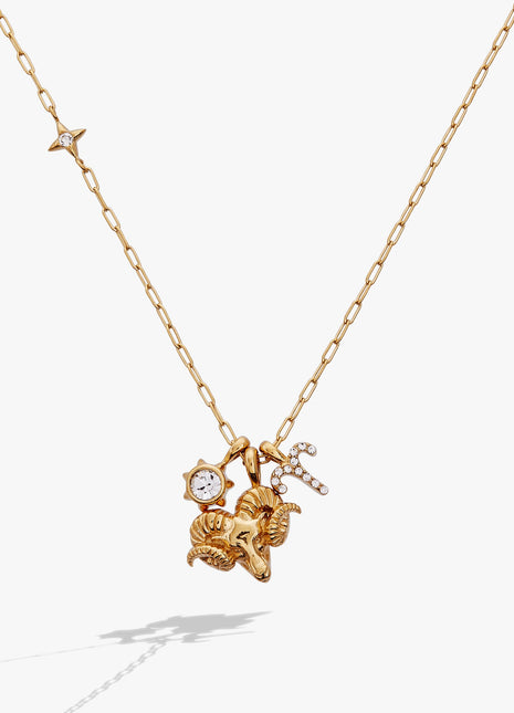 Aries Zodiac Charm Cluster Necklace