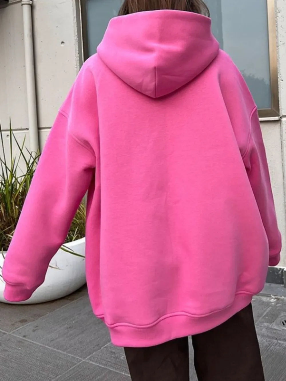The Oversized Kangaroo Pocket Hoodie Loungwear Trendsi