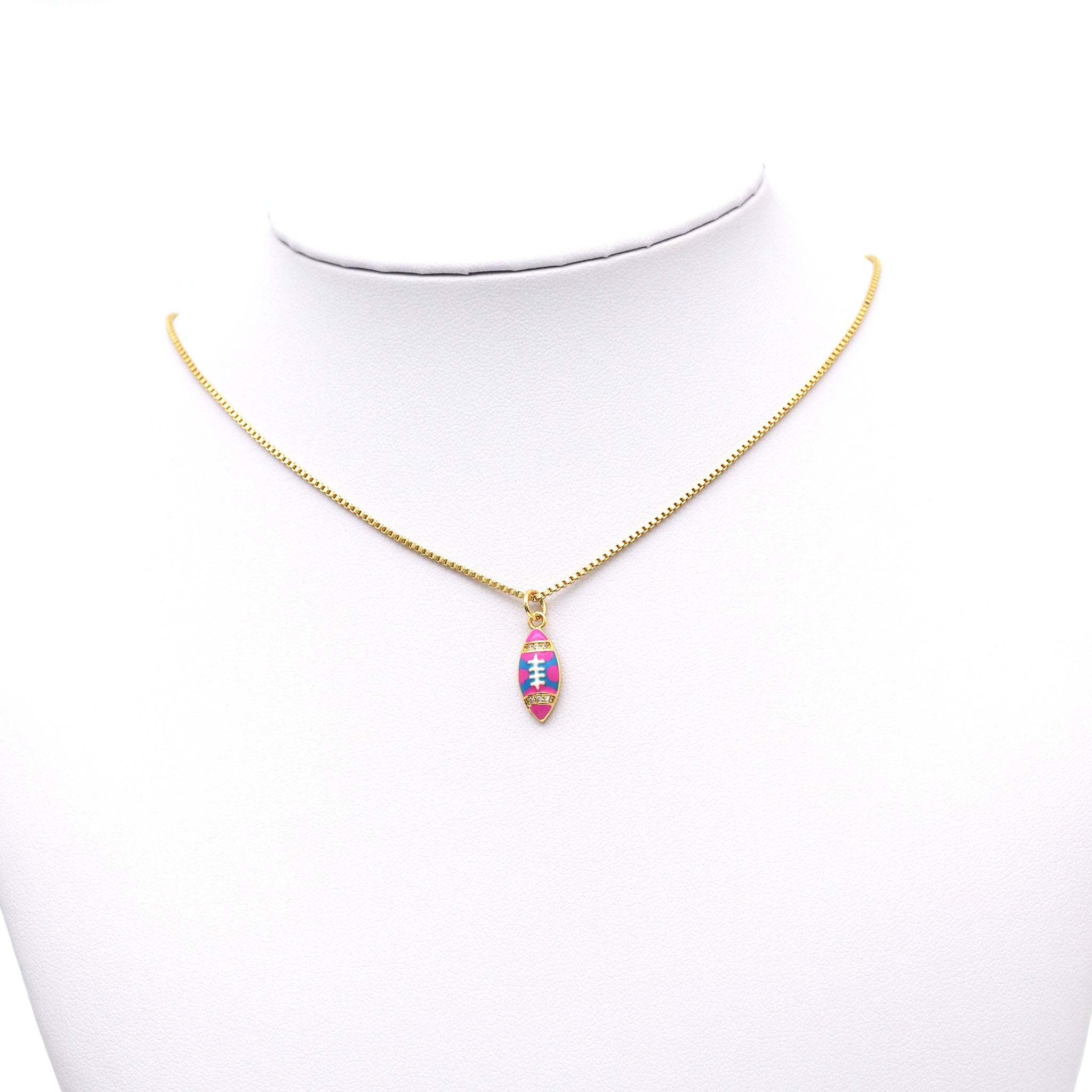 CZ Micro Pave Colorful Enamel Football Shape Pendant,18K Gold Filled Football Charm, Necklace Bracelet Charm Pendant, Sku#Y599