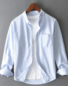 Mens Classic Striped Cotton Long Sleeve Button Up Sky Blue Shirts Trendsi