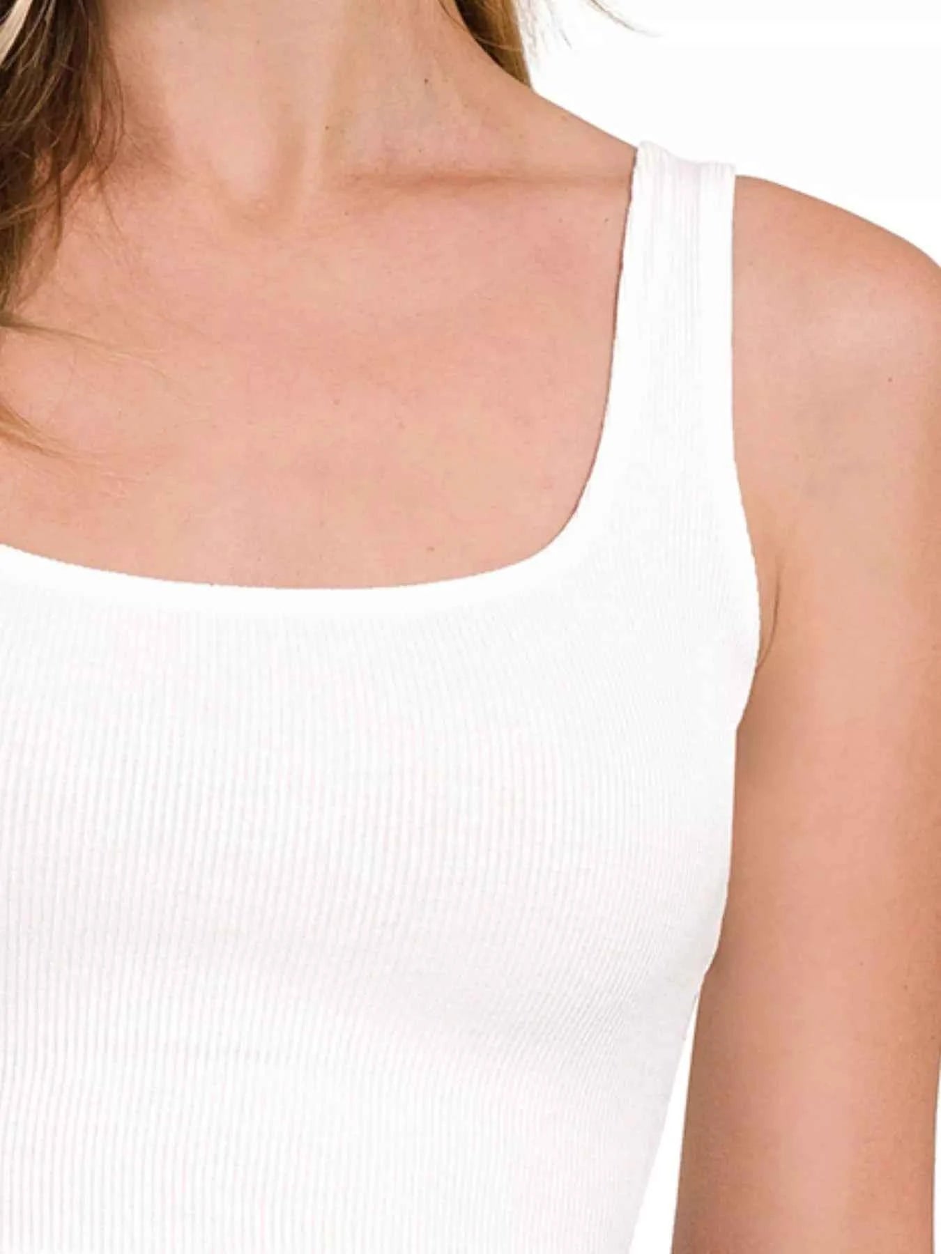Zenana Ribbed Rayon Square Neck Brami Trendsi