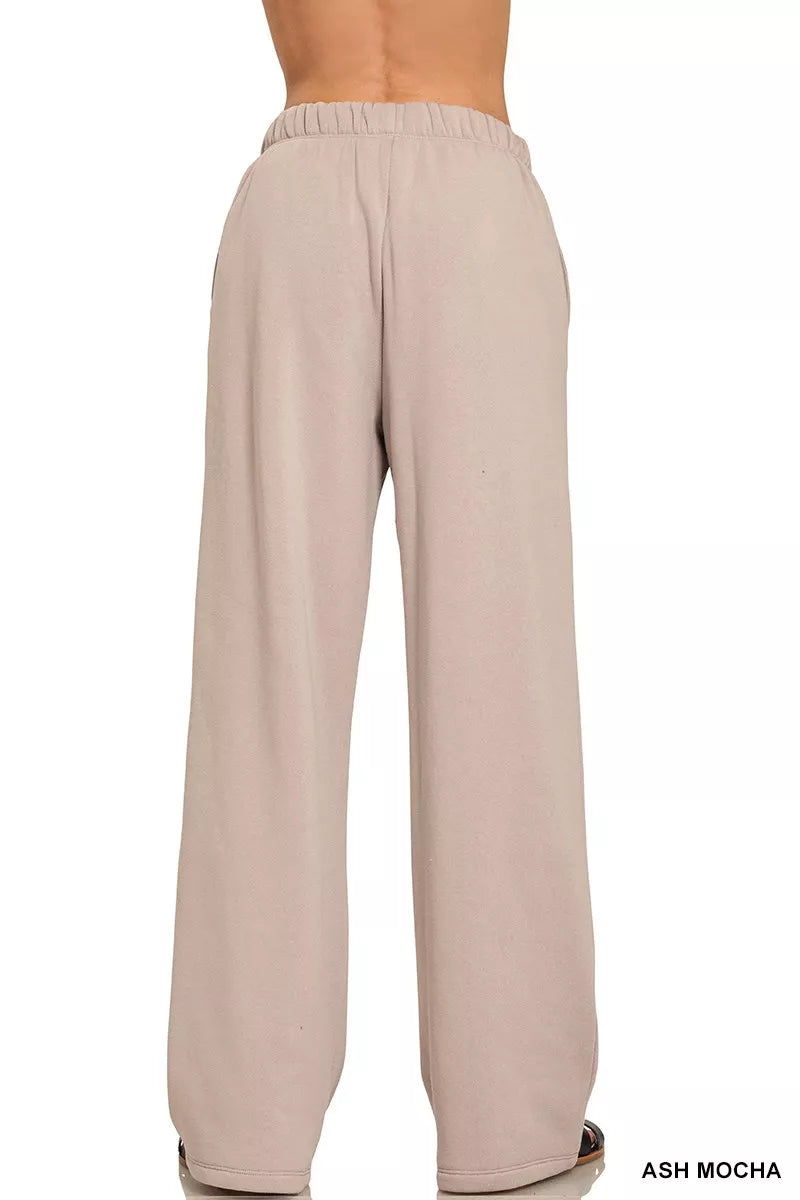 Ash Fleece Pocketed Sweatpants Trendsi