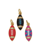 CZ Micro Pave Colorful Enamel Football Shape Pendant,18K Gold Filled Football Charm, Necklace Bracelet Charm Pendant, Sku#Y599