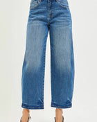 Slouchy Ankle Length Barrel Jeans MEDIUM Jeans Trendsi