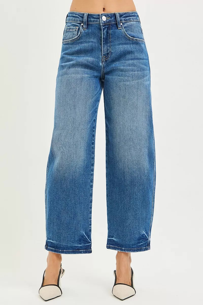 Slouchy Ankle Length Barrel Jeans MEDIUM Jeans Trendsi