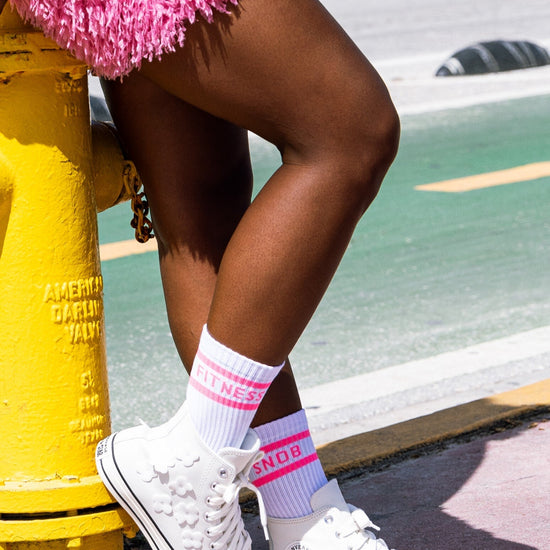 Fitness Snob | Not Your Basic Crew Socks Pink Athletic Socks Fitness Snob Studio
