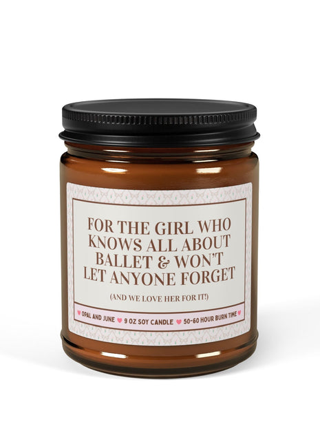 For the Girl Who Knows All About Ballet Candle 9oz Amber Home Decor Opal and June