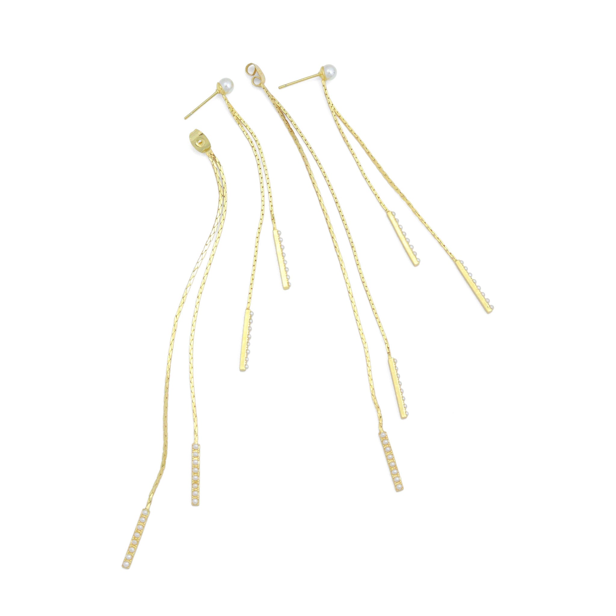 Pearl long Dangle Earrings, Sku#Y1042