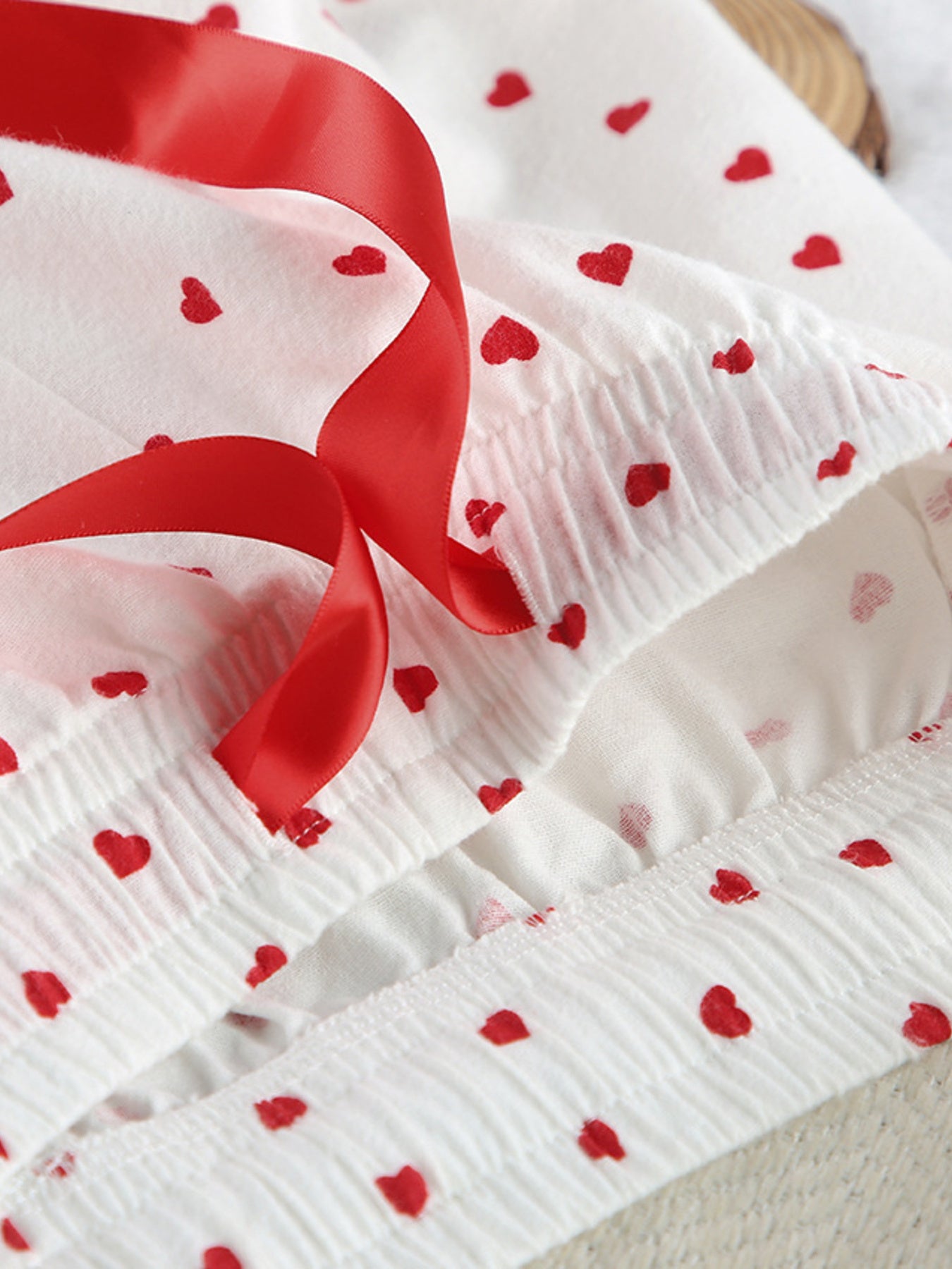 Heart Print Long Sleeve Top and Pants PJ Loungewear Set Trendsi
