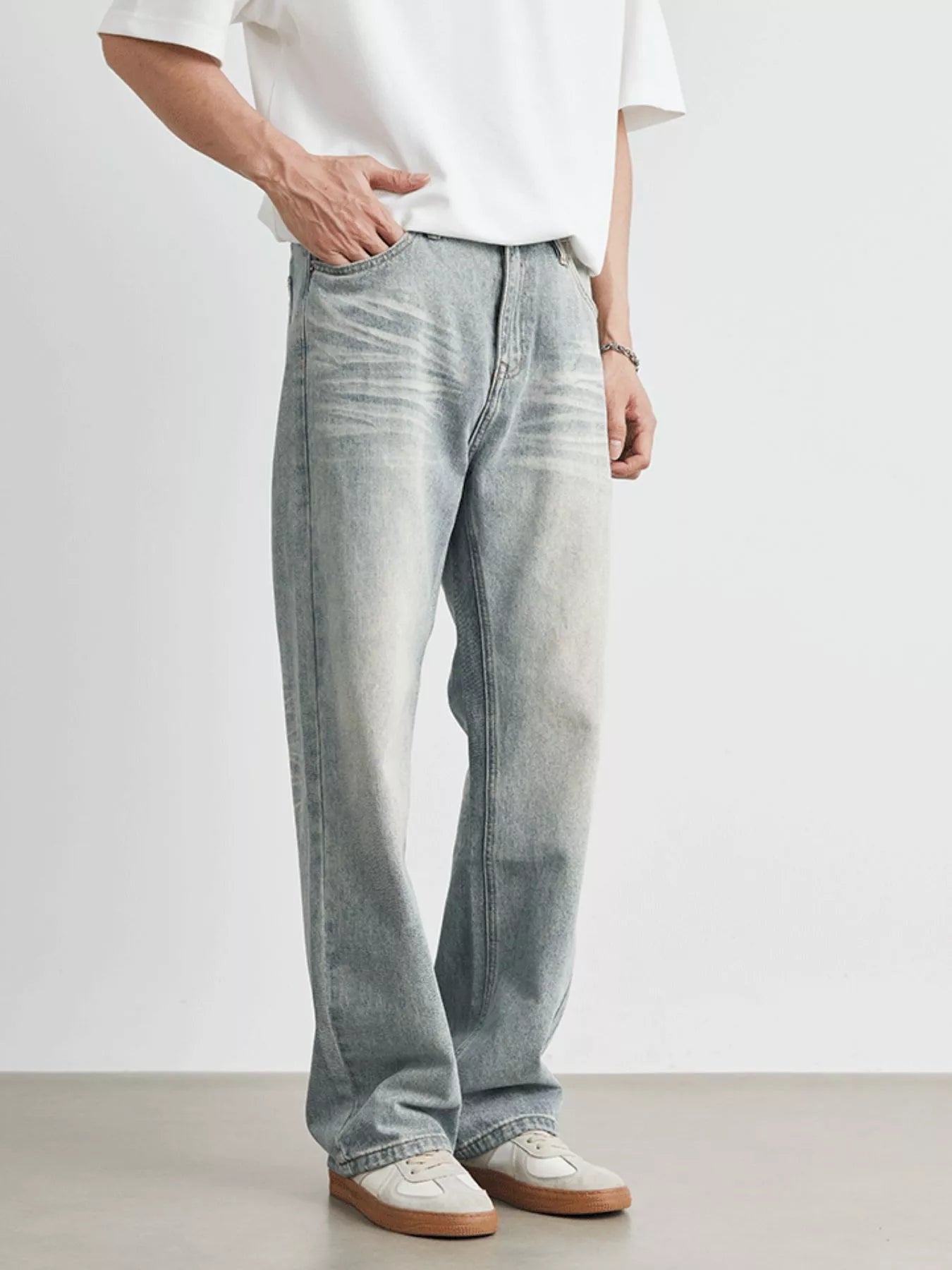 Men's Light wash Loose Fit Jeans Jeans Trendsi