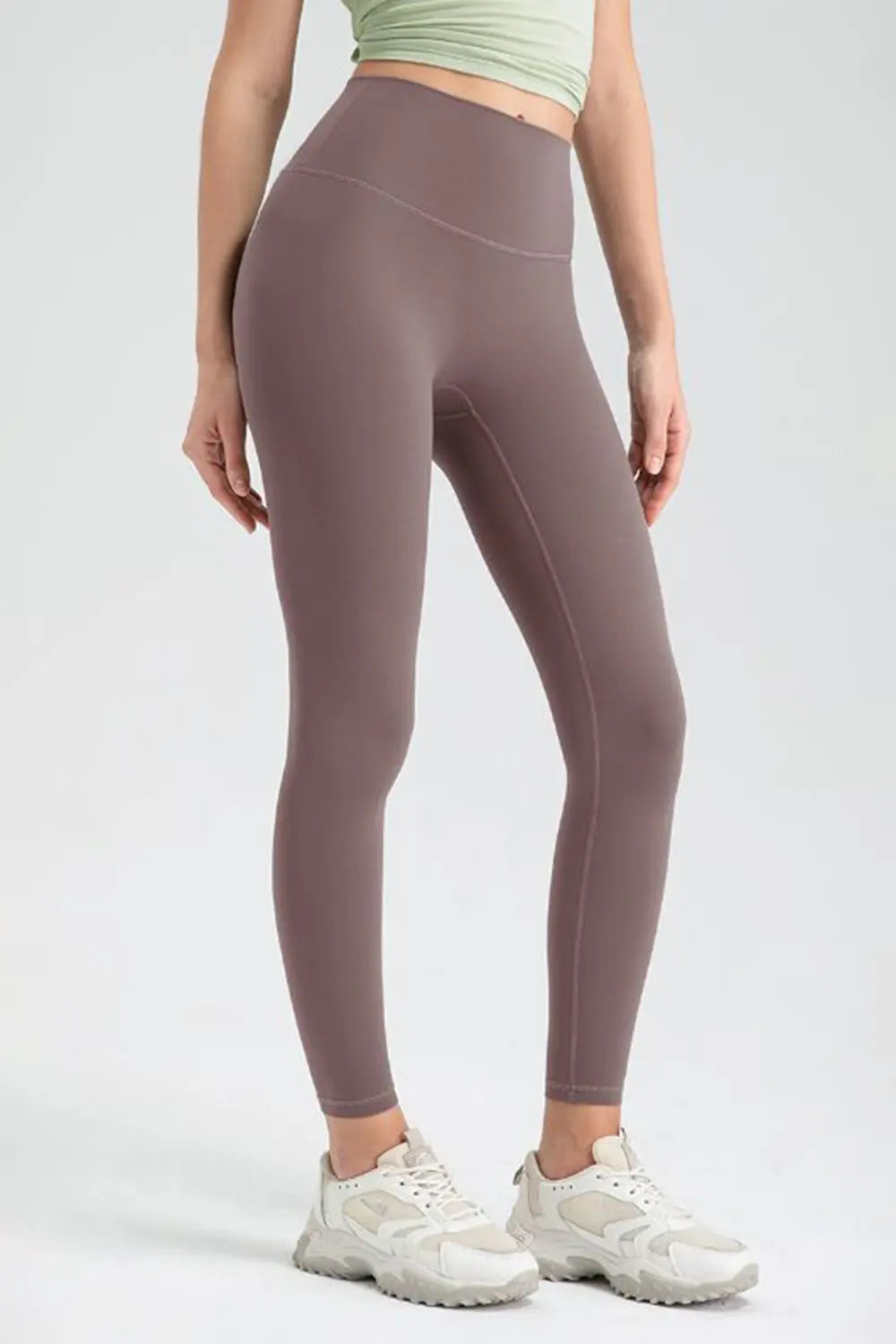 Wide Waistband High Waist Sport Leggings Taupe Trendsi