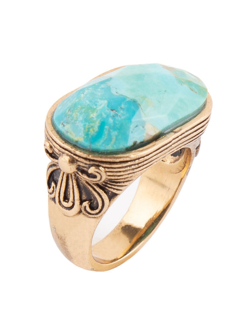 Natural Blue Turquoise Oval Statement Ring