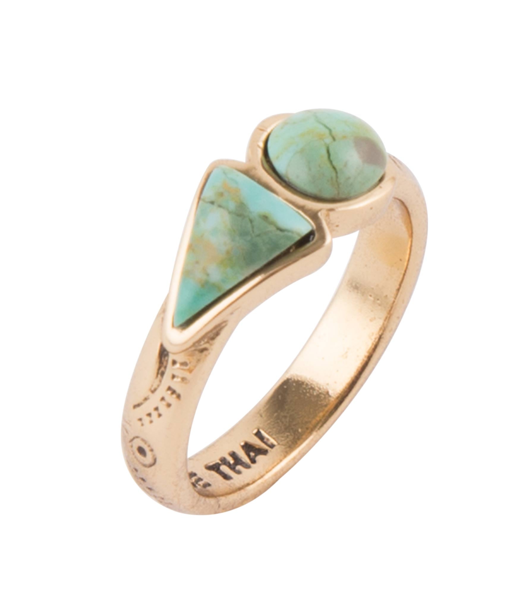 Blue Turquoise Shape Golden Bronze Ring Rings Barse Jewelry