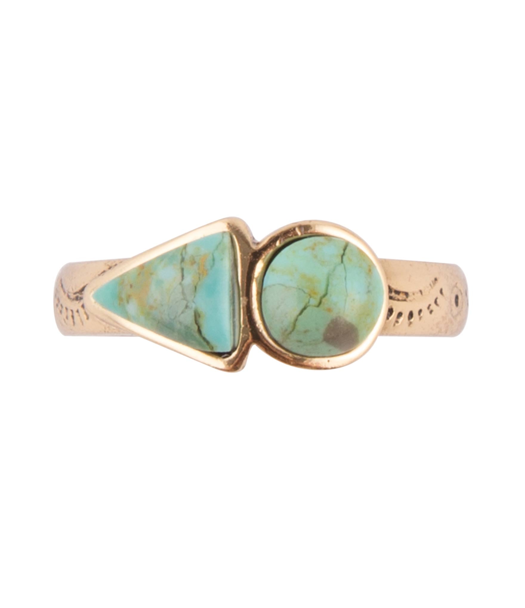 Blue Turquoise Shape Golden Bronze Ring Rings Barse Jewelry