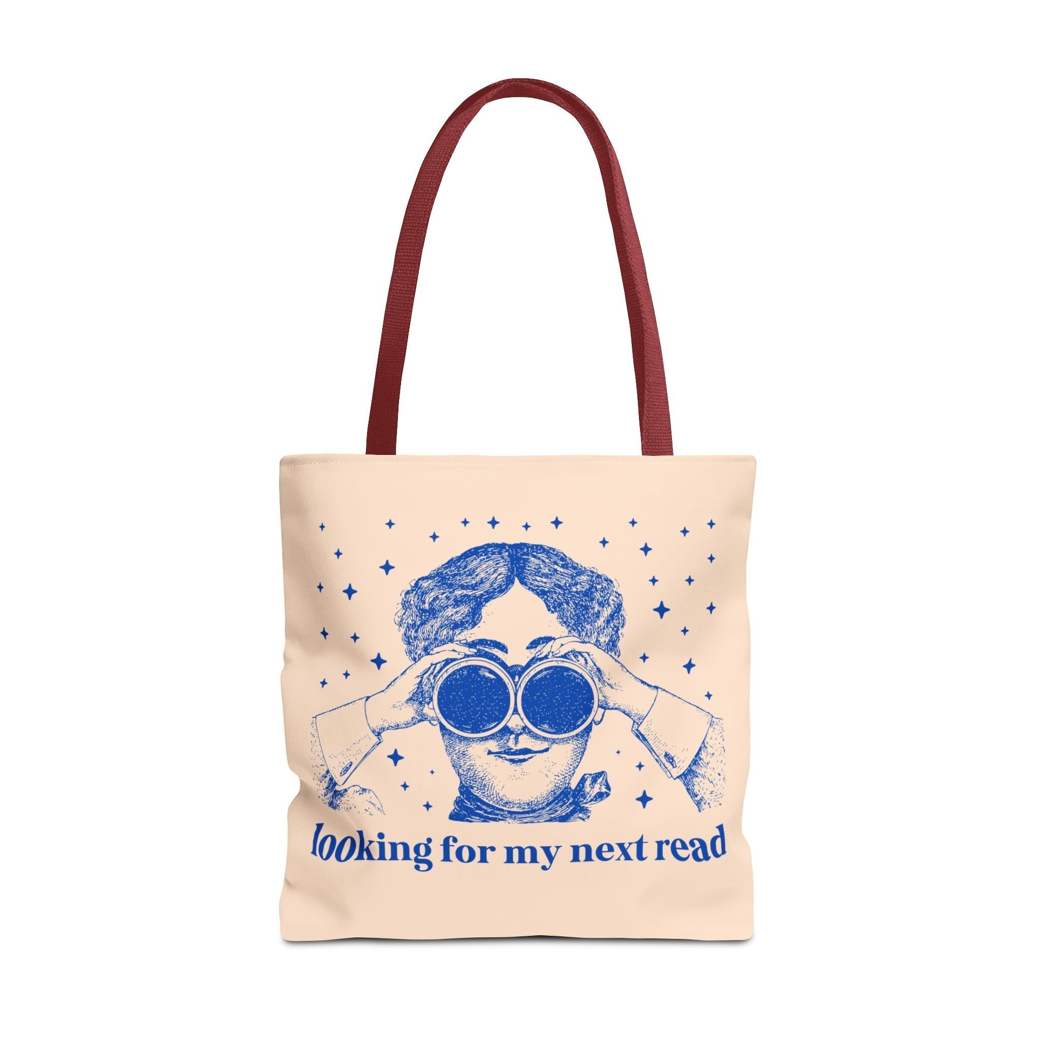Looking for My Next Read Binoculars Tote Bag 18" × 18'' Red Bags Opal and June